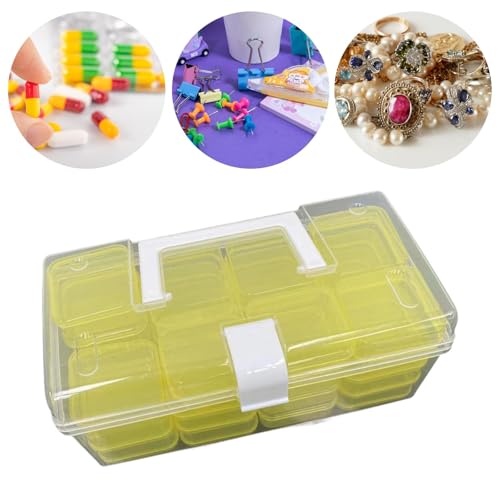 Boîte perles 32 compartiments pour ne plus perdre vos petits accessoires de broderie jaune