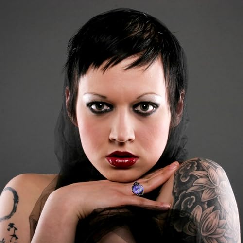 Henrietta Simulated Fire Opal Ring for Women by Ginger Lyne | Elven Gothic Black Plated for Engagement Promise or Statement -Tree Branch Flower Design Setting3