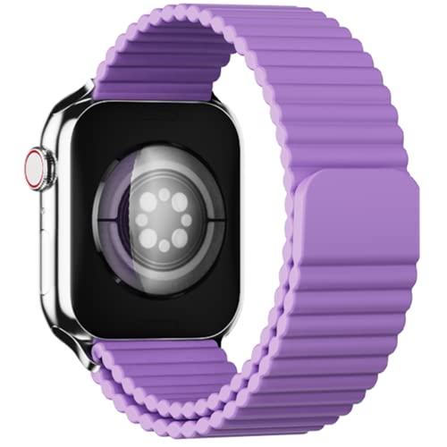 Image of HeiKe Magnetic Silicone Band for Apple Watch Band 49mm 46mm 45mm 44mm 42mm 41mm 40mm 38mm for Men Women,Sport Loop iWatch Wristband Strap for Apple Watch Ultra 3 2 1 SE Series 11 10 9 8 7 6 5 4 3 2 1