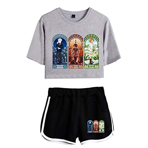 Novo anime fofo The Promised Neverland cropped top e short Emma Norman Ray camisa e calça de manga 3