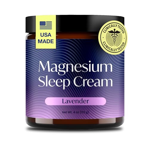 Magnesium Sleep Cream, USA-Made Topical Magnesium Lotion for Sleep, Lavender Lotion for Feet,...