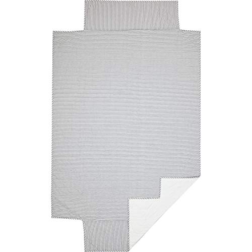 VHC Brands Farmhouse Bedding Sawyer Mill Ticking Cotton Split Corners Striped Rectangle Sham Skirt Daybed Quilt Set Blue