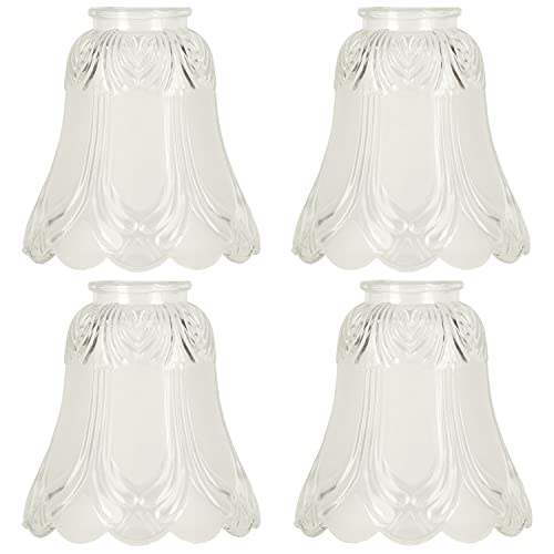 Image of Set of 4 Premium Clear & Frosted Ceiling Fans Light Covers Glass Shade, Transitional Style Replacement Glass Shade with Standard 2-1 /8 inch Fitter Size, 4-4 /5 inch high x 5 inch Diameter