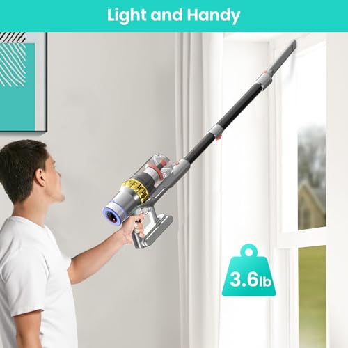 Belife Cordless Vacuum Cleaner, 38Kpa 450W Stick Vacuum Cleaners for Home Carpet Hardwood Floor, Wireless Household Vaccum for Pet Hair with Led Touch Display, Up to 45mins Runtime(Gold)