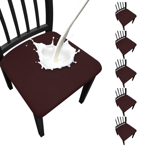 Fafua Waterproof Dining Chair Seat Covers Set of 6, Stretch Removable Dining Room Seat Covers for Dining Chairs, Kitchen, Hotel, Party