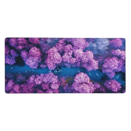 Alfombrilla de Ratón Púrpura, Alfombrilla Ratón XXL 800 x 300 x 4mm, Árbol Gaming Mouse Pad con Superficie Suave, Alfombrilla Escritorio con Base de Goma Antideslizante, Accesorios de Oficina-GZ1406