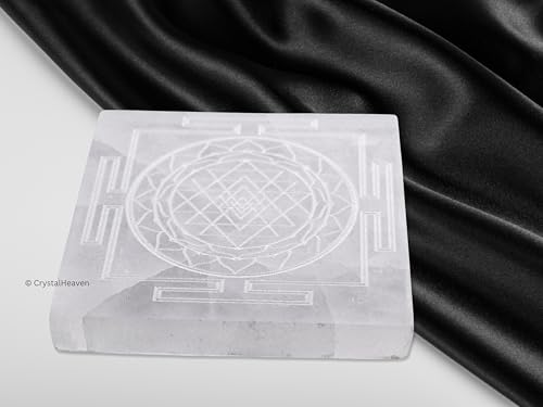 Image of Selenite Plate with Shree Yantra - Premium Selenite Charging Plate