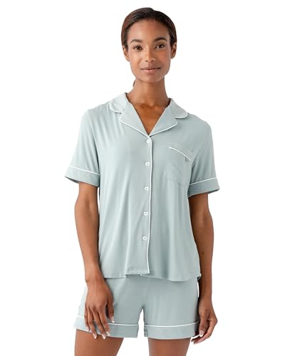 Cozy Earth Women’s Short Sleeve Pajama Set - Relaxed Fit with Adjustable Waistband & Side Pockets - Women’s Sleepwear - Green Medium