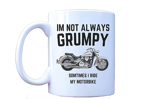 Millhouse Prints Motorbike Mug, Ceramic, 11 oz, White, Novelty, Motorcycle, Hot Drinks, Home, Adult, 11 Fluid Ounces