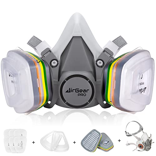 AirGearPro M-500 Atemschutzmaske mit Filter ABEK1-P2, Gasmaske Staubfilter für...