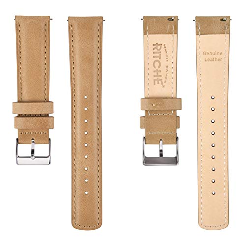 Ritche 20115-90 Genuine 22Mm Leather Watch Band Classic Vintage Quick Release Watch Bands For Men Women Compatible With Timex Expedition Fossil Seiko Khaki Tan Watch Strap thumb #4