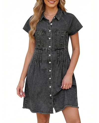 GRAPENT Summer Dresses for Women Womens Dresses Casual Button Up