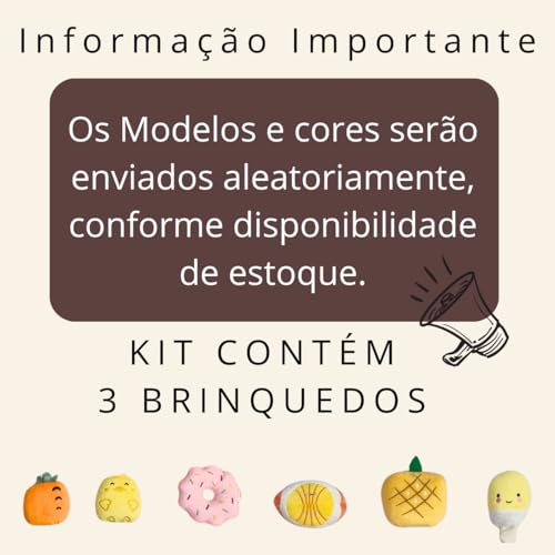 Brinquedo Pelucia Pet Cachorro Mordedor kit 03 unidades Macio Cães Porte Pequeno