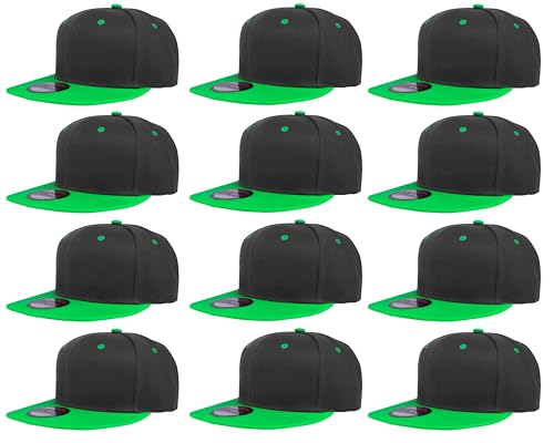 Image of Gelante Plain Blank Flat Brim Adjustable Snapback Baseball Caps Wholesale LOT 12 Pack