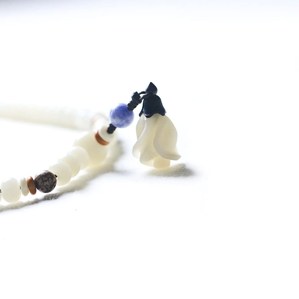 108 Bracciale Bodhi in Giada Bianca Collana con Perline di