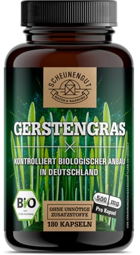 Gerstengras Kapseln -BIO- 180 Stück - 3000mg je Tagesdosis I WICHTIG: 100{b631337cba99b75813459c192a9be727750f71b9086f8411b729cec397a18d0b} Zertifizierte Bio-Ware I aus kontrolliert biologischem Anbau I Vegan und ohne Zusätze -DE- SCHEUNENGUT® Gerstengras Kapseln -BIO- 180 Stück - 3000mg je Tagesdosis I WICHTIG: 100{b631337cba99b75813459c192a9be727750f71b9086f8411b729cec397a18d0b} Zertifizierte Bio-Ware I aus kontrolliert biologischem Anbau I Vegan und ohne Zusätze -DE- SCHEUNENGUT®