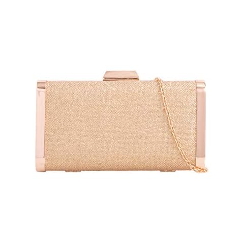 LeahWard Hard Case Glitter Clutch Bag Wedding Night Out Party Handbags (Gold) Cover