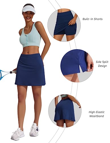 Ekouaer Active Performance Skort For Women Lightweight Skirt Golf Workout Sports Outdoors (Navy Blue/L) #TOP2