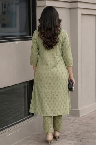 Image of ANNI Designer Kurta Set for Women Viscose Printed | Kurti Set for Woman | Kurta Pant Set | 2 Piece Set Women | Mandarin Neck 3 /4 Sleeve Regular Fit Stylish Ethnic Outfit Clothing