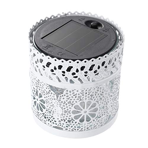 Preisvergleich Produktbild Uonlytech Dekoratives Laternen-Lichteisen mit LED-Lichterkettenlaternen in Sonnenenergie für Schreibtisch-Dekorationen (Weiß)