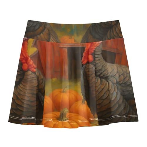 Turkeys Pumpkins Rustic Athletic Shorts for Girls Skorts Tennis Skirts Toddler Floral Flowy Skirt 3t2