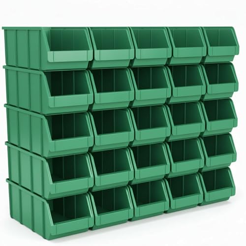 15 Stapelboxen Größe 4 Grün – Robuste Lagerboxen 335×209×152mm für Werkstatt, Schrauben & Kleinteile – Sichtlagerkästen stapelbar
