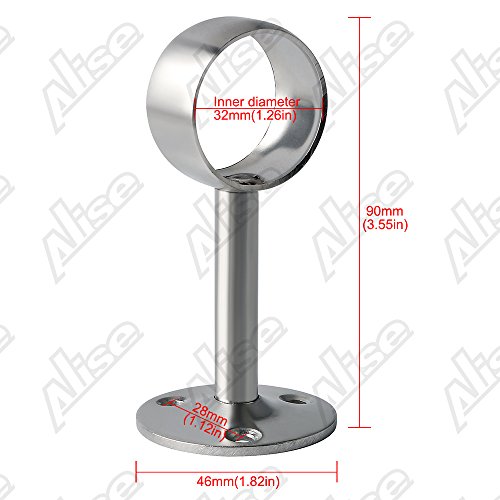 Alise Stainless Steel Shower Curtain Closet Rod Holder Pipe Flange Socket Ceiling Mount Bracket Pipe Fitting Parts Supports,2 Pcs Brushed Nickel #TOP1