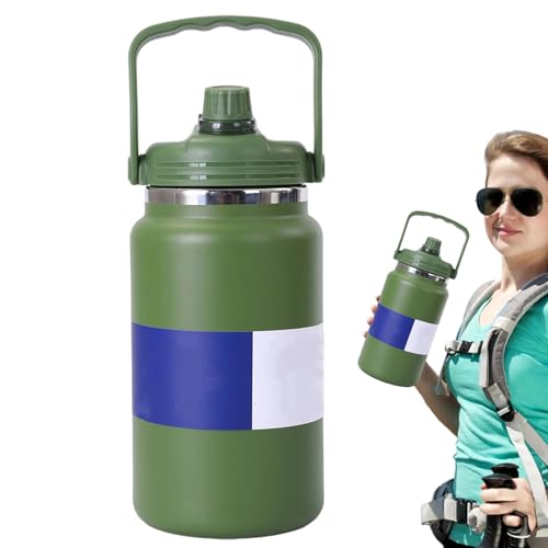 Botella de agua aislada – Termo de acero inoxidable | Termo de acero inoxidable a prueba de fugas | Botella de agua portátil grande de 4 L para playa, escuela, deportes, camping, al aire libre
