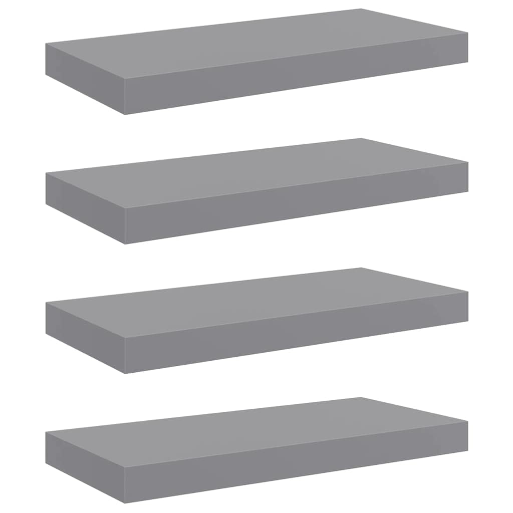 vidaXL Set di 4 mensole sospese da parete moderne, in MDF grigio a nido d'ape, struttura in metallo, sistema di montaggio invisibile