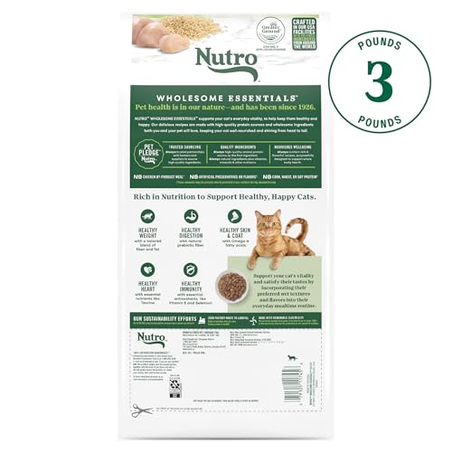 Image of Nutro Wholesome Essentials Indoor Adult Dry Cat Food, Chicken & Rice, 3 lb