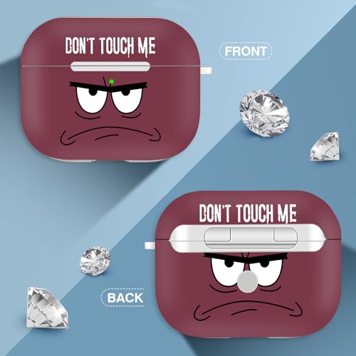 Image of for Airpods 3rd Generation Case,Don't Touch Me Cool Cover with Lanyard Big Eyes Cute Cartoon for Airpods 3rd Generation Case,Soft Shockproof Cover for Women Men-Claret