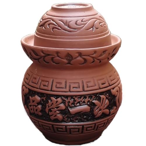 Mini Small Size Kimchi Jar, Handmade Clay Fermentation Tank, Old Traditional Water Seal Design, Pickled Beans And Garlic(0.6kg)