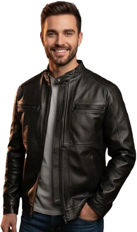 JAQUETA MASCULINA DE COURO LEGITIMO INVERNO ESPORTIVA