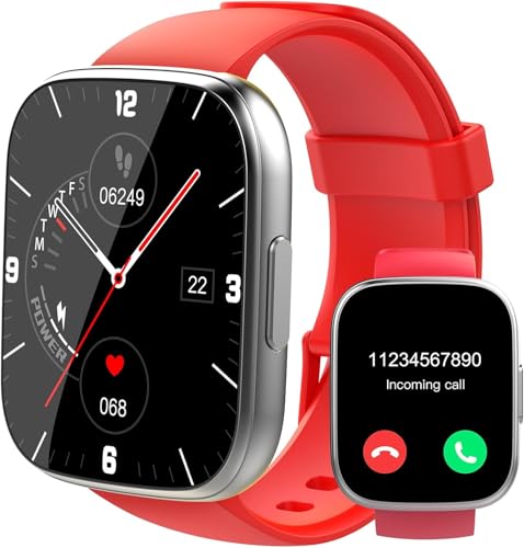 Reloj Inteligente Hombre Mujer, 2025 Smartwatch 1.95' Llamada Bluetooth, 112 Modos Deportivos, Pulsera Actividad con Monitor de Ritmo Sueño y Cardíaco, IP68 Smart Watch para Android iOS, Rojo
