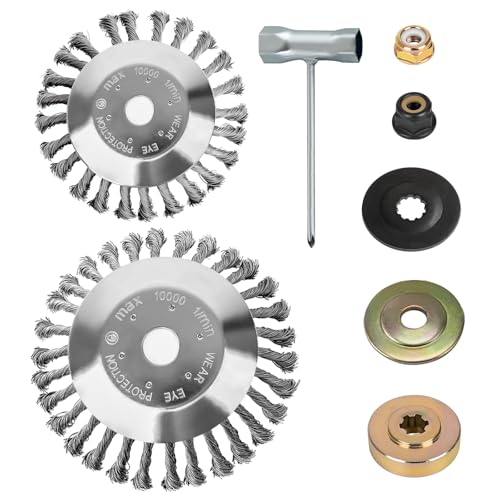 6+8 Inch Unbreakable Wired Trimmer Blade,Steel Wire Cutter Trimmer Head,Compatible with Stihl Straight Shaft Trimmer,Weed Eater Head with Adapter Kit for Gardening Lawnmower, Moss Grass Rust Removal