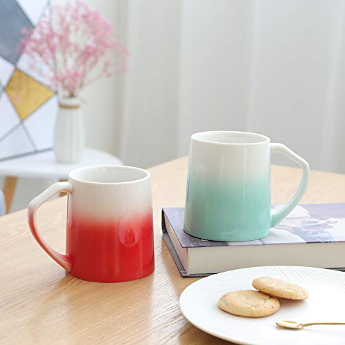 TEANAGOO Porcelain Coffee Mugs Set Of 6, 16 Ounce For Coffee, Tea, Cocoa, Set Of 6, MS025W Warm Sorted Colors, Teal Coffee Mug Set Of Large Coffee Mugs, juego de tasas de cafe 6 tasas para cafe set