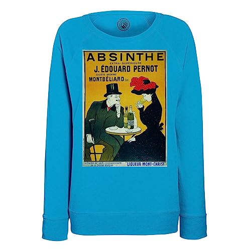 Sweatshirt retro femme motif absinthe de style affiche de liqueur vintage