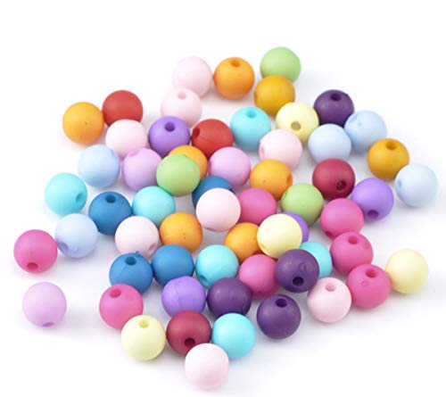 Sadingo - Perlas acrílicas para enhebrar para niños, 300 unidades de 8 mm, mezcla de perlas de colores, perlas mate, perlas de plástico