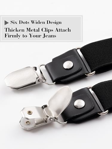 Image of habibee Suspenders and Bow Tie Set for Men, Adjustable Elastic Braces with Y-Back, Diverse Colors, Strong Clips