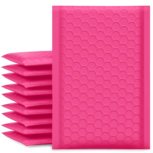 Image of UCGOU Bubble Mailers 4x8 inch Hot Pink 50 Pack Usable Size 4x7 inch Shipping Bags | Opaque Self Seal Adhesive Waterproof Boutique Padded Envelopes for Jewelry Makeup Small Bubble Mailers for Trading Cards #000