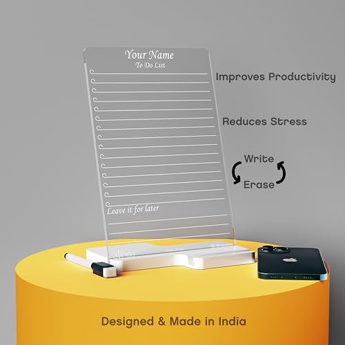 Image of Clarity+ Personalized Acrylic Writing Board | with 2 Markers | Ideal for Home & Office | Unique Gift | Made in India | Regular Base