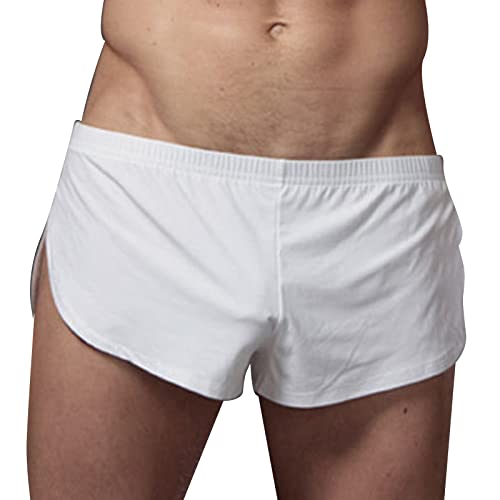 Generisch Pantalones cortos para correr para hombre, cintura elástica con aberturas laterales, tejido liso transpirable, ajuste deportivo para entrenamiento, correr y tiempo libre, diseño minimalista