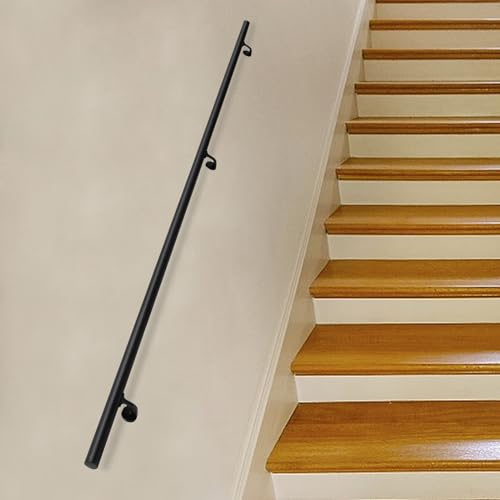 Rampe d'escalier noire en fer forgé 3m à 5m40 pour intérieur et extérieur
