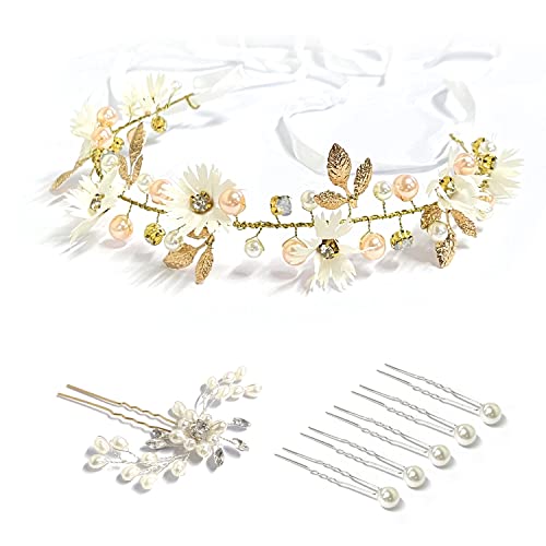 7 diademas para boda, de cristal, horquillas, broche con perlas, ajustables, accesorios para el cabello, para cumpleaños, fiestas y playa