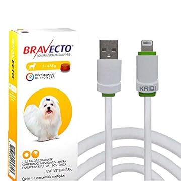 Bravecto Antipulgas Cães 2 A 4,5kg + Cabo Usb Iphone