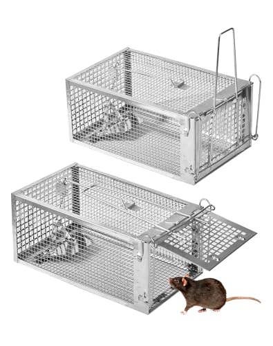 SOSALUK Trampa viva para ratones, 2 unidades, 27 cm, grande, XXL, reutilizable, para interior y exterior, 100% eficaz y sin lesiones