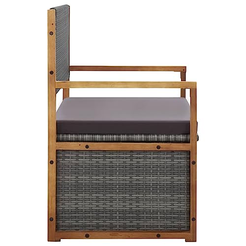 Banc avec espace de rangement extérieur gris pour la terrasse - 5
