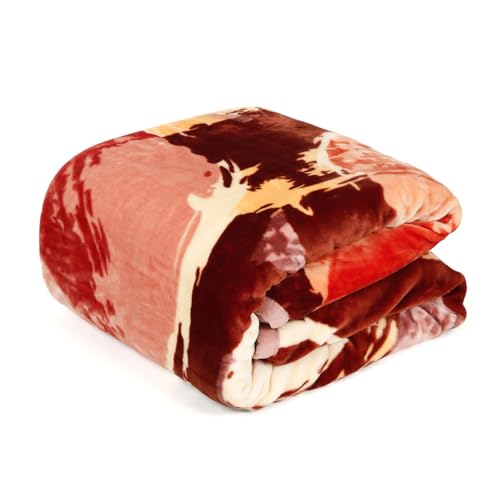 Image of Signature All Season Double Bed Blanket | Super Soft Plush, Lightweight & Cozy | 220 x 240 cm | 2.5 kg | Multi-Color Vibrant Print | Ideal for Winter, AC Use & Gifting (Crimson Orbit)