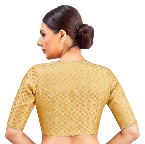 Image of Studio Shringaar Women's Readymade Brocade Elbow Length Sleeves Saree Blouse