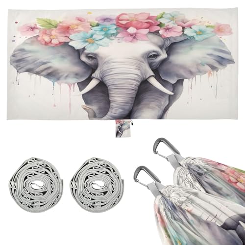 Haskirky Elephant Camping Hammock, Single Portable Hammocks with Tree Straps & Attached Carry Bag, 330Lbs Capacity Perfect for Outside Indoor Hiking Beach Backpack Travel